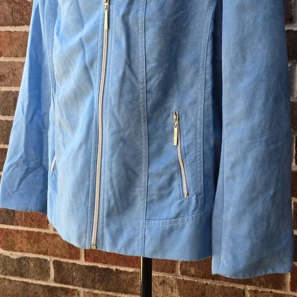 Allison Daley Blue Vegan Suede Jacket - Picture 5 of 13